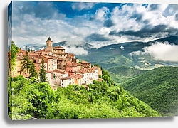 Постер Прекрасный небольшой городок на холме, Умбрия, Италия