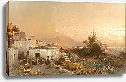 Постер Унтербергер Франц На веранде, на заднем плане Неаполь