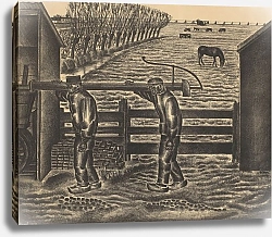 Постер Хенриет Хенк Twee boeren in een landschap