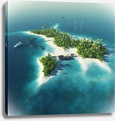 Постер Райский тропический остров с яхтой