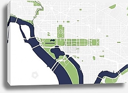 Постер Вашингтон: Карта зеленых просторов столицы США