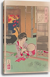 Постер Еситоси Цукиока Woman watching the shadow of a pine branch cast by the Moon