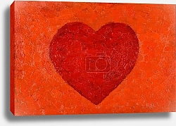 Красное сердце на оранжевом