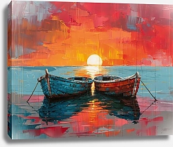 Постер Two boats and the sun