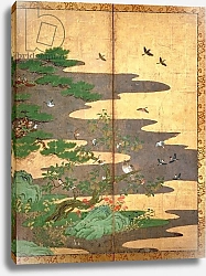 Постер Школа: Японская 17в. Birds with Autumn and Winter flowers 4