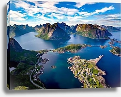 Постер Норвегия. Лофонтенский архипелаг, вид сверху