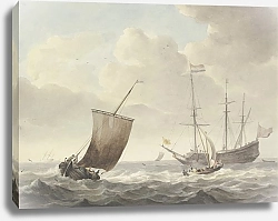 Постер Шуман Мартин Движущееся озеро с кораблями, желтый флаг с золотым львом