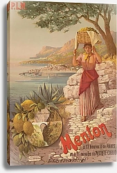 Постер Алези Фредерик P.L.M. Paris-Lyon-Méditerrannée Menton à 17 heures 1,2 de Paris et à 11 minutes de Monte-Carlo