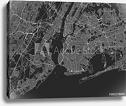 Постер План города Нью-Йорк, США, в черном цвете