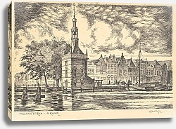 Постер Оортвейн Мартен Gezicht op de Accijnstoren aan de Bierkade.