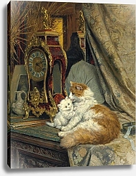 Постер Роннер-Нип Генриетта A Mother Cat and her Kitten with a Bracket Clock