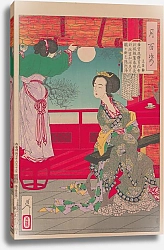 Постер Еситоси Цукиока Chinese beauty holding a stringed instrument