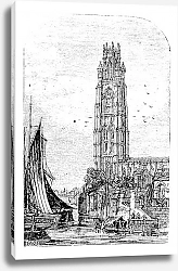 Постер St Botolph's Church, Boston, Lincolnshire, England, UK vintage engraving