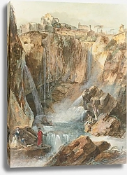 Постер Беланже Луи View Of The Cascades At Tivoli With Fishermen And Tourists