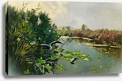 Постер Хагемайстер Карл Пролетающая большая голубая цапля на берегу гавани