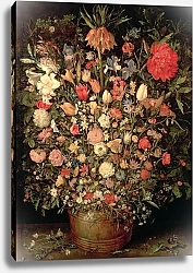 Постер Брейгель Ян Старший Large bouquet of flowers in a wooden tub, 1606-07,