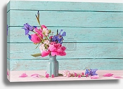 Постер Голубые пионы в вазе