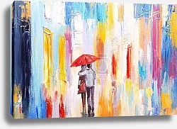 Двое под зонтом на галерейном подрамнике