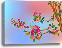 Постер Ветка цветущей сакуры в векторе