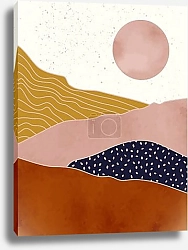 Постер Абстрактный пейзаж гор с солнцем 2