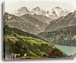 Постер Швейцария. Беатенберг. Перспектива гор Эйгер, Монк и Юнгфрау