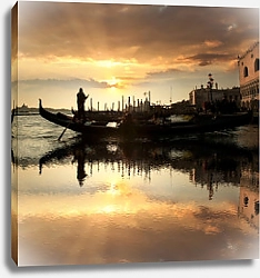Постер Гондола на закате в Венеции, Италия