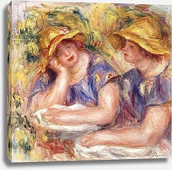 Постер Ренуар Пьер (Pierre-Auguste Renoir) Two Women in Blue Dresses; Deux Femmes en Corsage Bleu, 1919