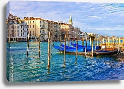 Постер Италия. Венеция. Гондолы на Гранд-канале