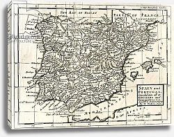 Постер 1731 Map of Spain and Portugal by Herman Moll