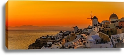 Постер Греция, Санторини. Красно-желтая панорама