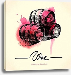 Постер Три бочонка вина с красной кляксой