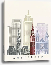 Постер Амстердам: Силуэты на фоне канала