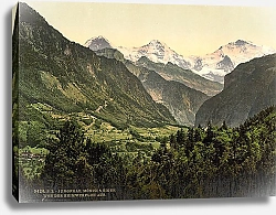 Постер Швейцария. Вид на горы Юнгфрау, Монх и Эйгер