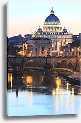 Постер Италия. Ночной вид на собор Святого Петра