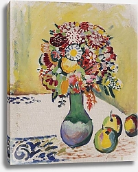 Постер Маке Август Натюрморт с цветами и тремя яблоками