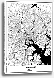 Постер План города Балтимор, США, в белом цвете