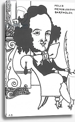 Постер Бердсли Аубри Caricature of Felix Mendelssohn, late 19th century