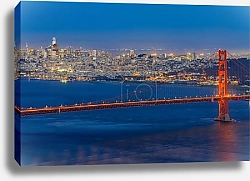 Постер Золотые ворота Сан-Франциско в огнях вечера