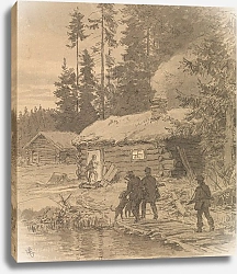 Постер Гуде Ханс Вскоре мы добрались до площадки. Мальчик ушел вперед с собаками и умело развел огонь в камине