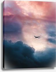 Постер Самолет в розовых облаках