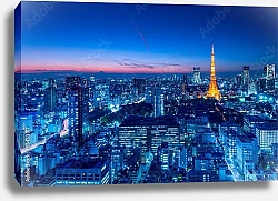 Постер Япония, Токио. Вечерние огни города
