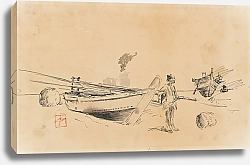 Постер Блум Роберт Фредерик Two Japanese Fishing Boats On Shore