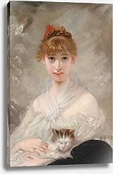 Постер Чаплин Чарльз Mädchen mit weißem Tuch und Katze