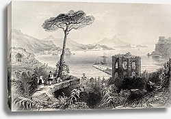 Постер Naples bay, Italy. Original, created by W. H. Bartlett and and T. A. Prior,  published in Florence, 
