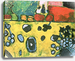 Постер Явленский Алексей Still life with a colourful tablecloth, 1909 Постер Явленский Алексей Still life with a colourful tablecloth, 1909