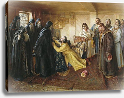 Постер Лебедев Клавдий Царь Иван Грозный просит игумена Корнилия постричь его в монахи Постер Лебедев Клавдий Царь Иван Грозный просит игумена Корнилия постричь его в монахи
