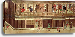 Постер Школа: Японская 18в. A domestic scene, left section of a scroll Постер Школа: Японская 18в. A domestic scene, left section of a scroll