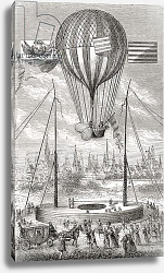 Постер Школа: Французская First flight with a dirigible balloon, from Dijon, 12th of June 1784, 1870 Постер Школа: Французская First flight with a dirigible balloon, from Dijon, 12th of June 1784, 1870