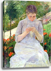 Постер Кассат Мэри (Cassatt Mary) Young Woman Sewing in the garden, c.1880-82 Постер Кассат Мэри (Cassatt Mary) Young Woman Sewing in the garden, c.1880-82