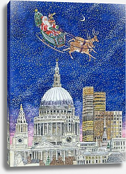 Постер Бредбери Катрин (совр) Father Christmas Flying over London Постер Бредбери Катрин (совр) Father Christmas Flying over London